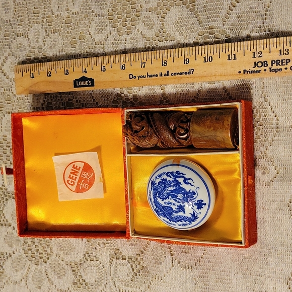 Vintage Asian Porcelain and Marble Wax Seal - Picture 10 of 10